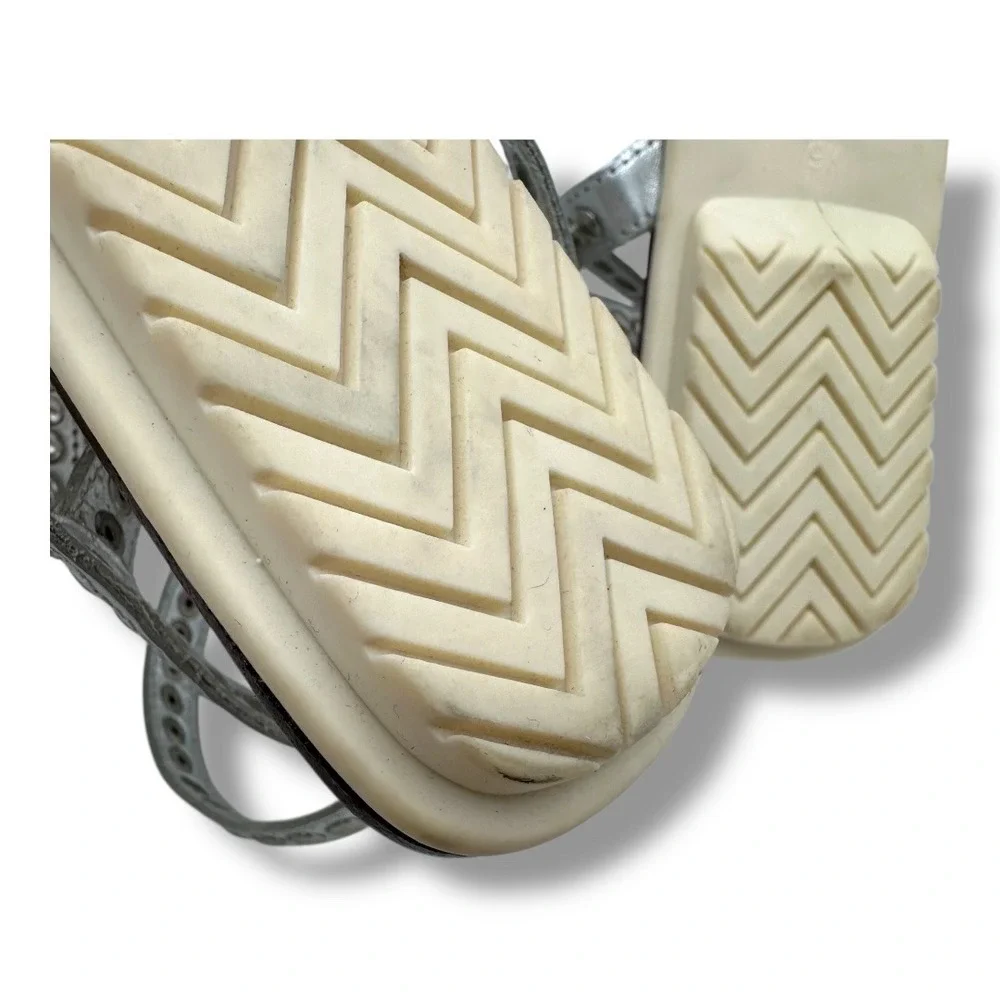 MICHAEL KORS Silver Studded Ankle Strap Flat Sandals Women's‎ Size 9